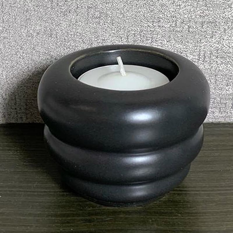 3X2H Black Ceramic Votive Holder