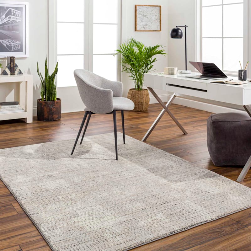 (B879) Alder Taupe High-Low Washable Area Rug, 5x7