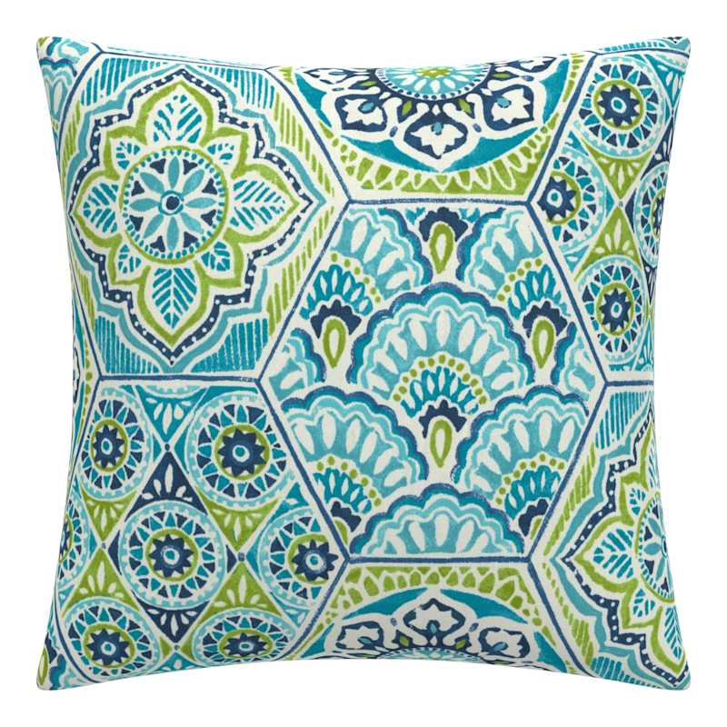 Calista Teal Square Oversized Outdoor Throw Pillow, 20"