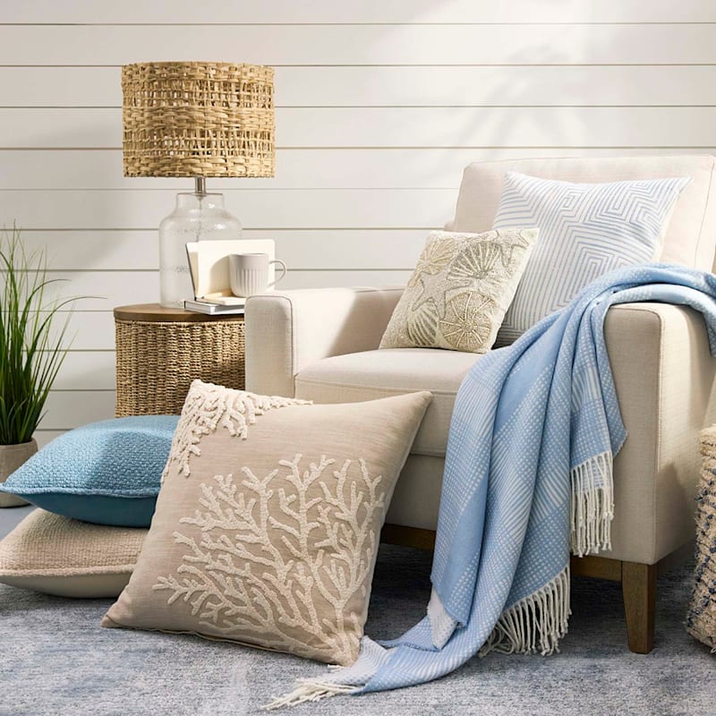 Textured blue throw sales pillows