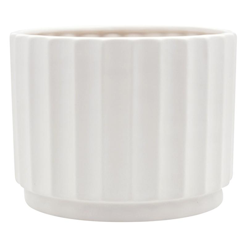 Indoor White Wave Cylinder Ceramic Planter, Large