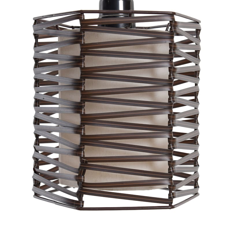 Bronze 3 Light Floor Lamp with Rattan Shades 71