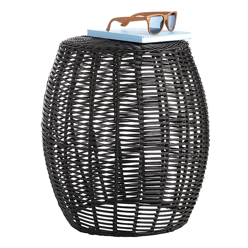 Black wicker ottoman outdoor sales