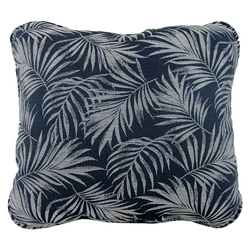 Navy Palm Print Premium Outdoor Corded Back Cushion