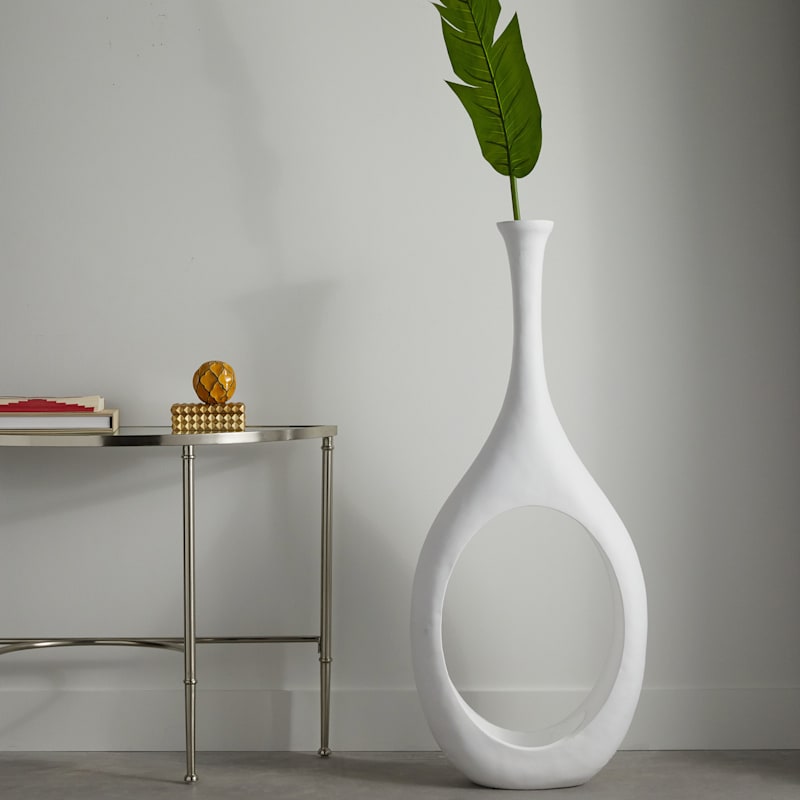 White Open Floor Vase, 48