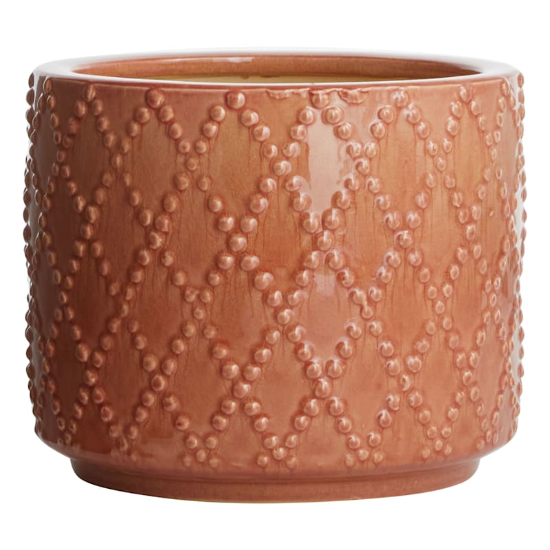 Indoor Blush Reactive Glaze Diamond Planter, Medium