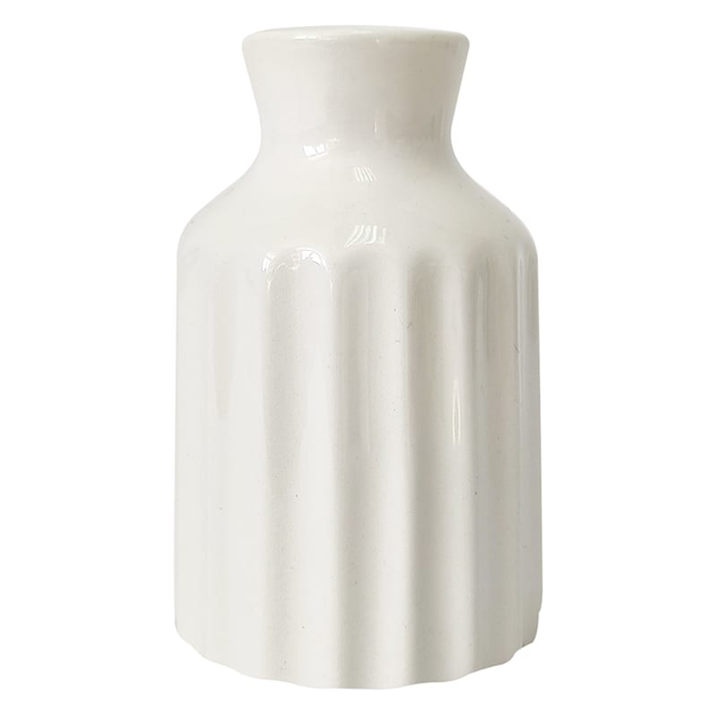White Fluted Ceramic Bud Vase, 4