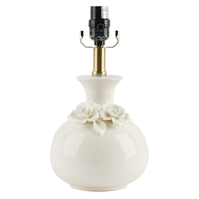 Providence White Floral Applique Accent Lamp Base 12.5