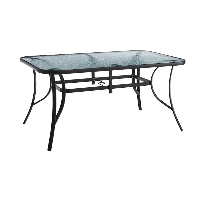 Glass top rectangular outdoor dining table sales
