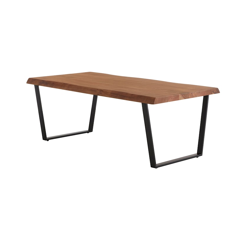 Live Edge Wood Top Coffee Table with Metal Base