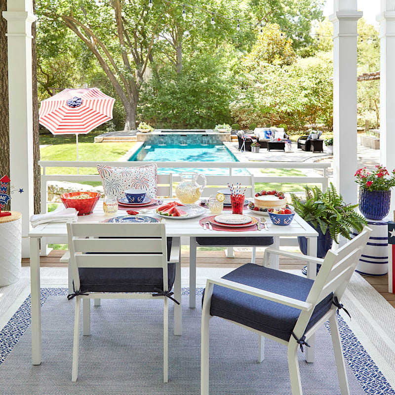 Grammercy White Steel Slat Outdoor Dining Chair