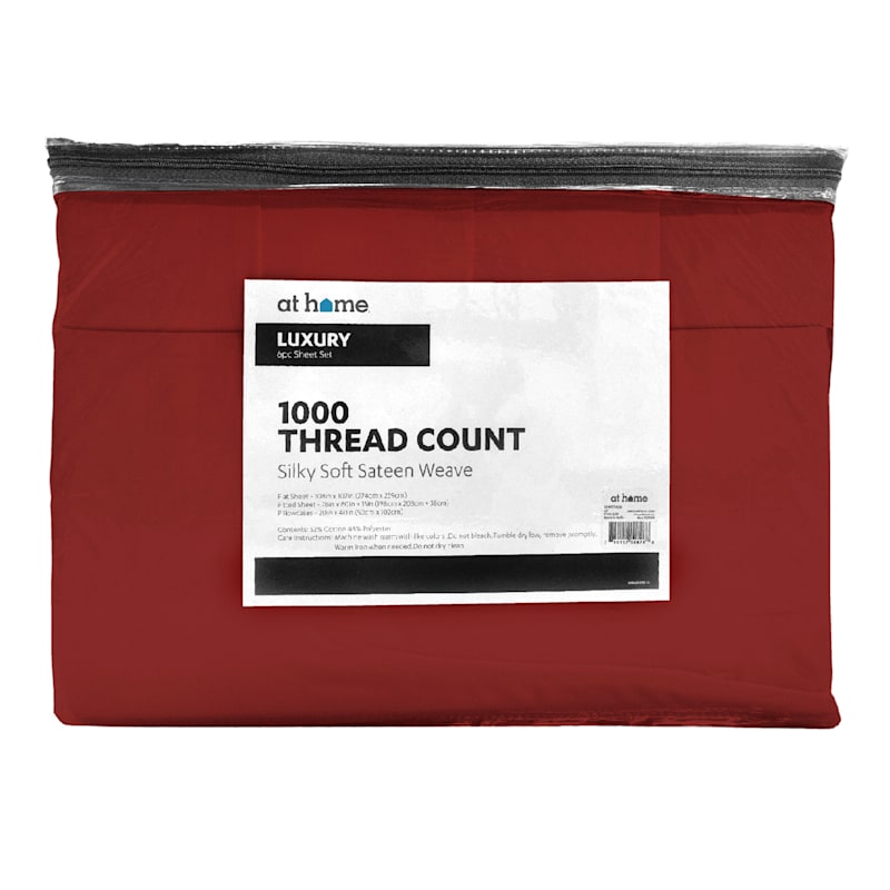 6Piece Red 1000 Thread Count Luxury Sheet Set, King