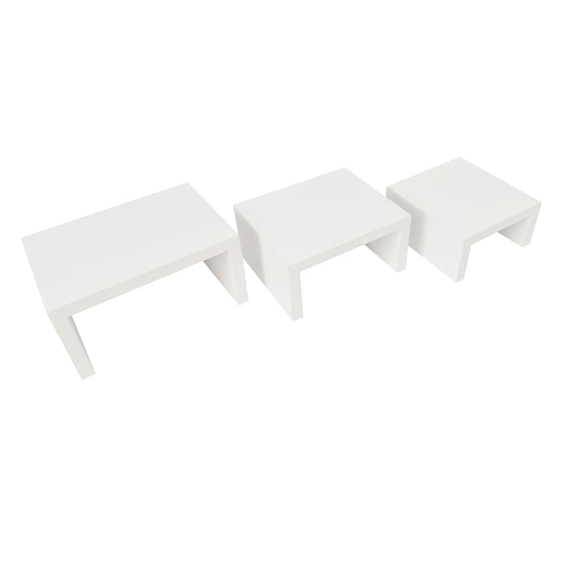 3-Piece White Wood Riser Set