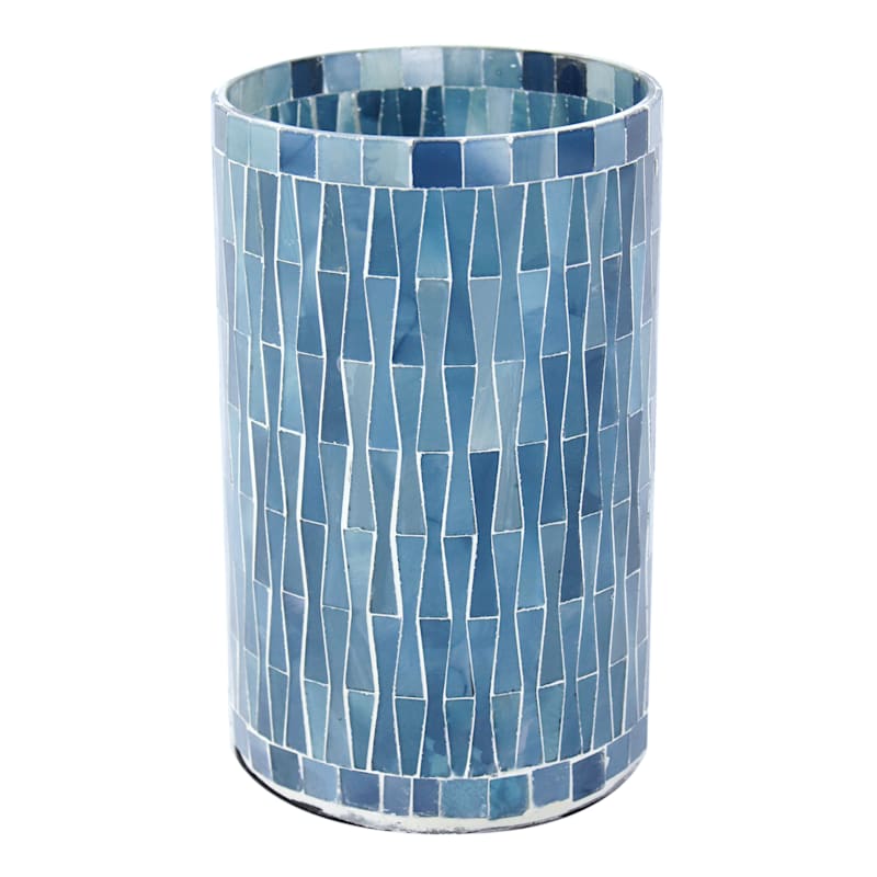Blue Mosaic Hurricane Candle Holder, 8"