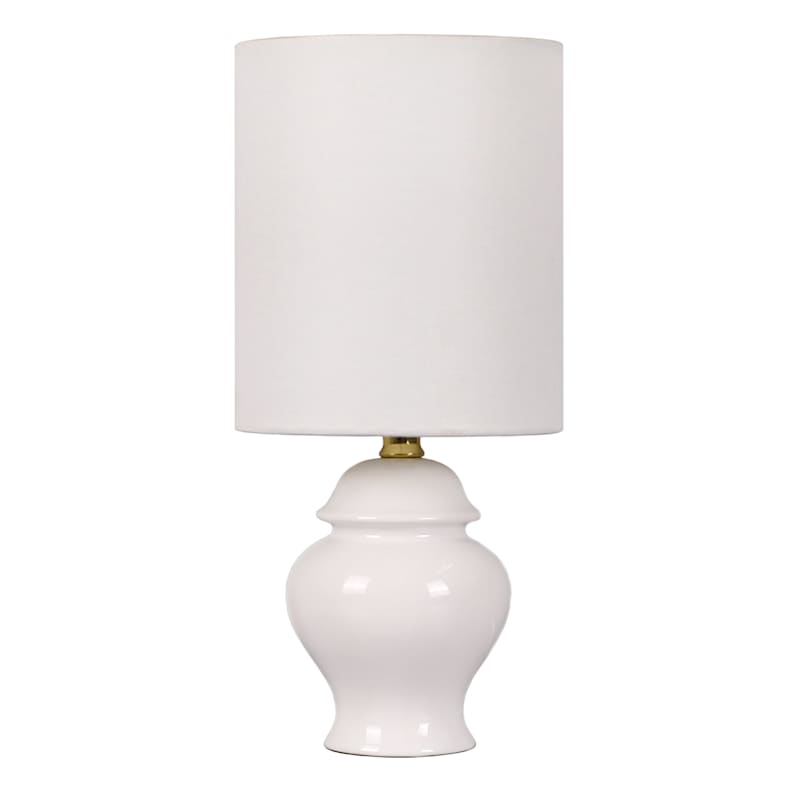 Providence White Ceramic Ginger Jar Mini Lamp with Shade 12.5