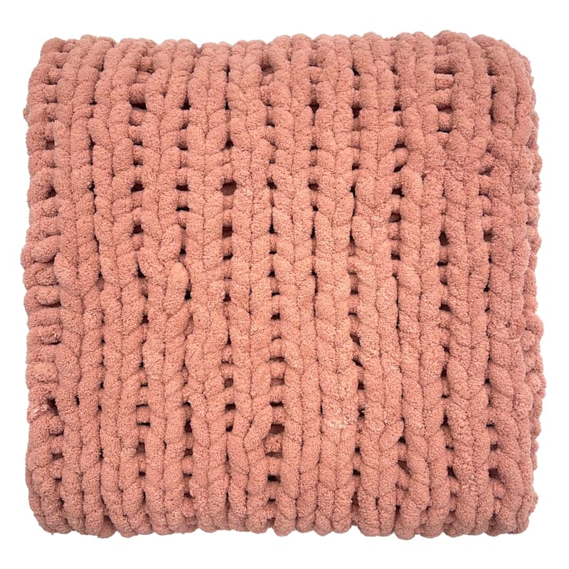 Honeybloom Mauve Chunky Knit Throw Blanket 50x60