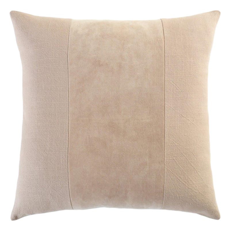 Crosby St. Taupe Cotton Slub Velvet Throw Pillow 24