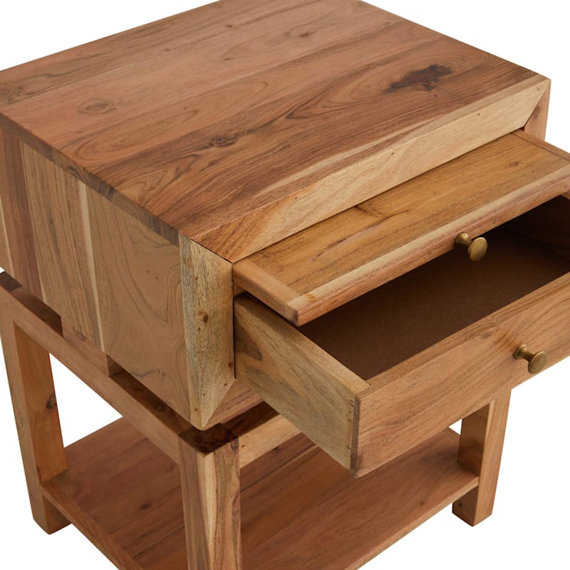 Natural Wood Side Table At Home