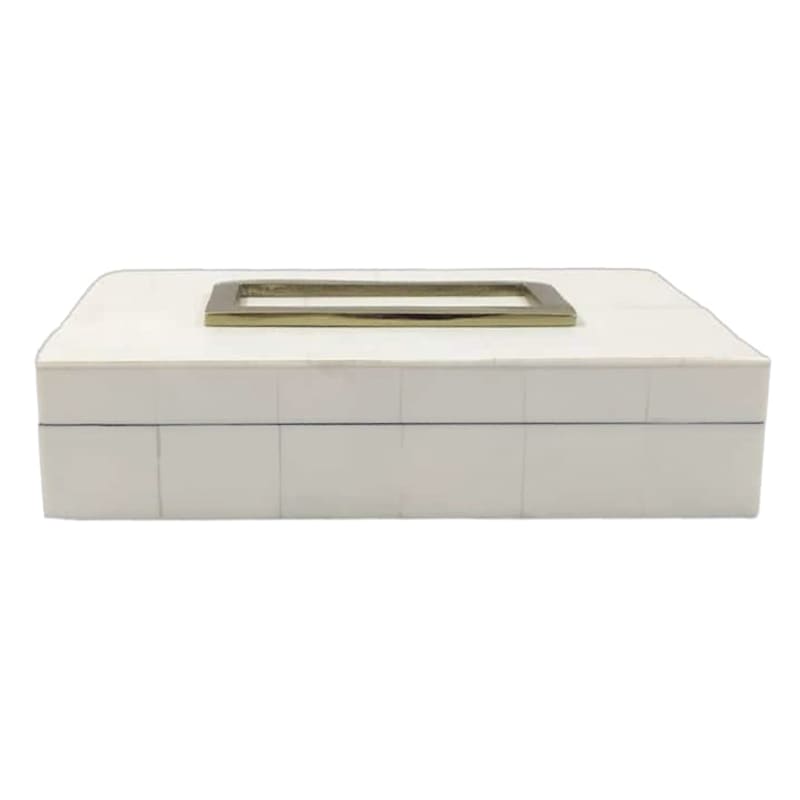 White Decorative Box with Lid, 9x6