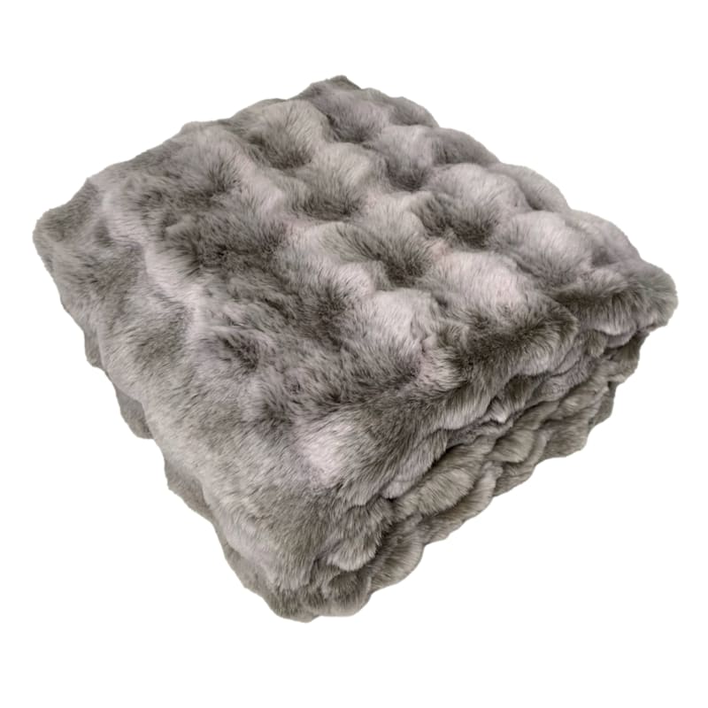 Luxury Pom Pom Faux Fur Throw Blanket 50x60