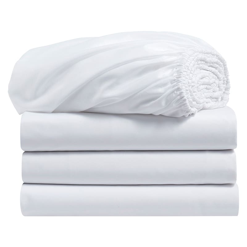 4Pack White Microfiber Fitted Sheet Pack, Twin/Twin XL