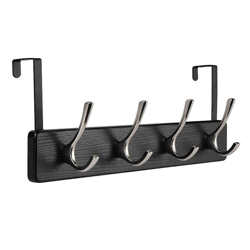4 Hook Brushed Nickel Over the Door Black At Home