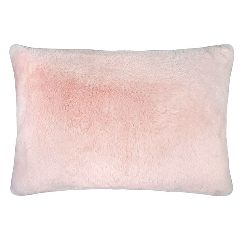 Light pink faux fur pillow outlet