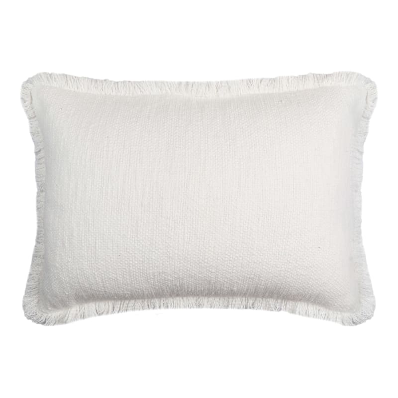 White fringe throw pillow top