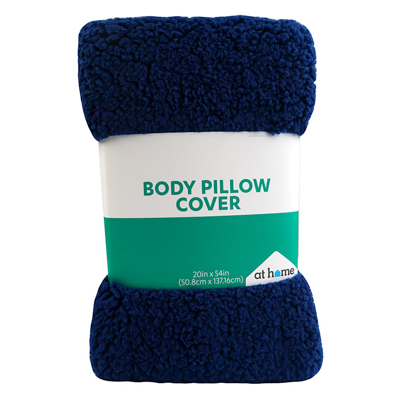 Navy Blue Sherpa Body Pillow Cover 20x54