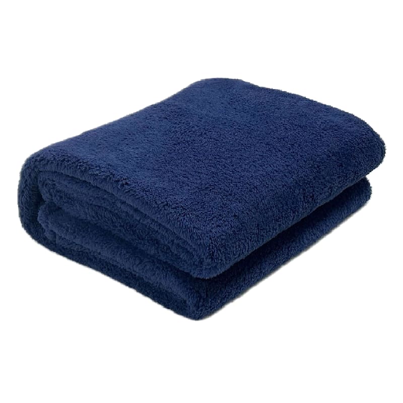 Navy Sherpa Throw 50X60