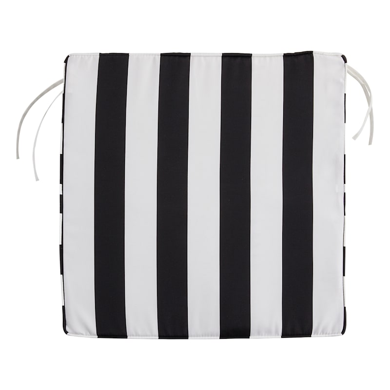 Providence Black Awning Stripe Single Outdoor Deep Seat Cushion
