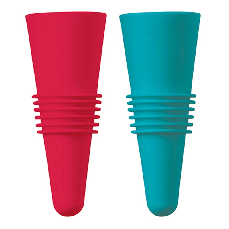 Houdini Set of 2 Wine Bottle Stoppers, Assorted Colors
