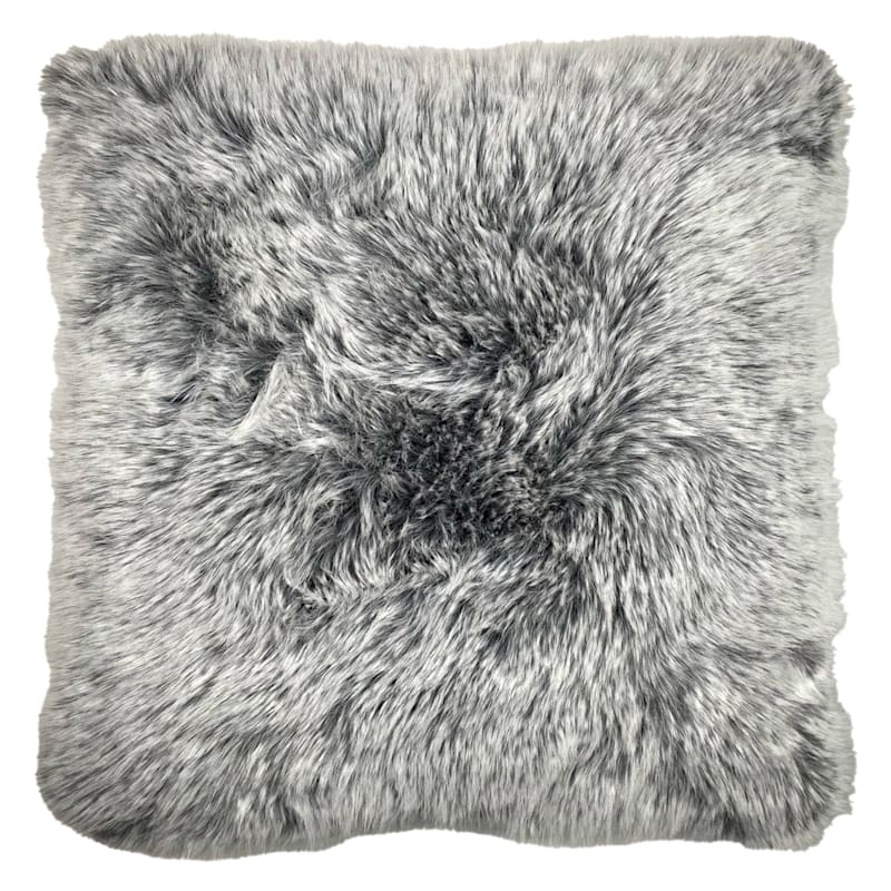 Gray fur throw pillow shop