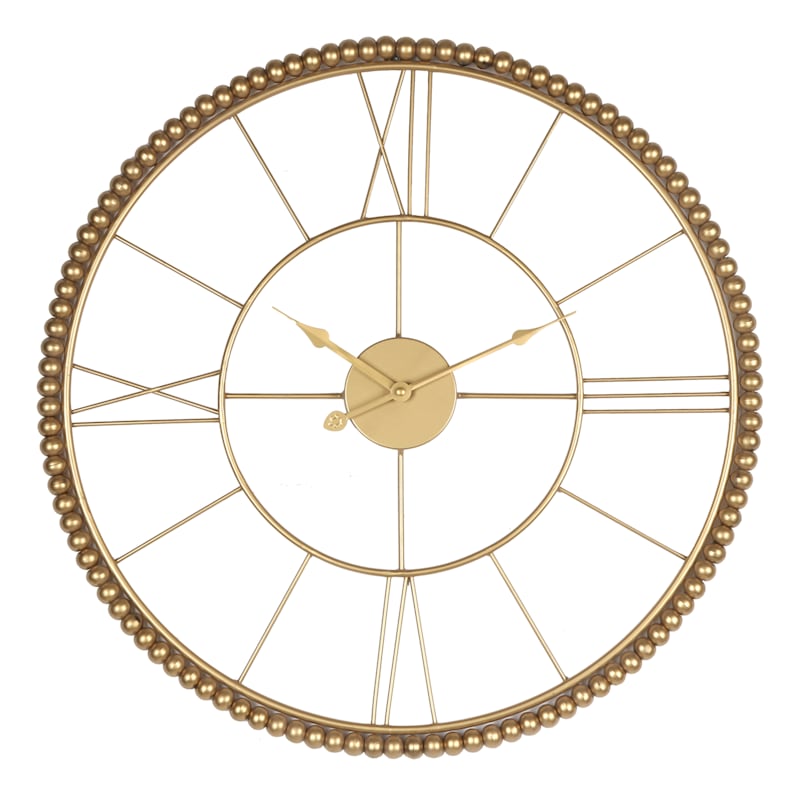 Providence Gold Beaded Metal Round Wall Clock, 24