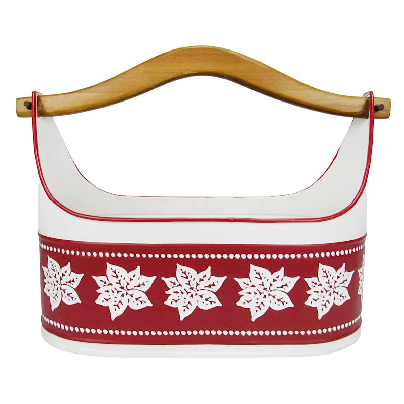 Honeybloom Red Metal Oval Container, 14"