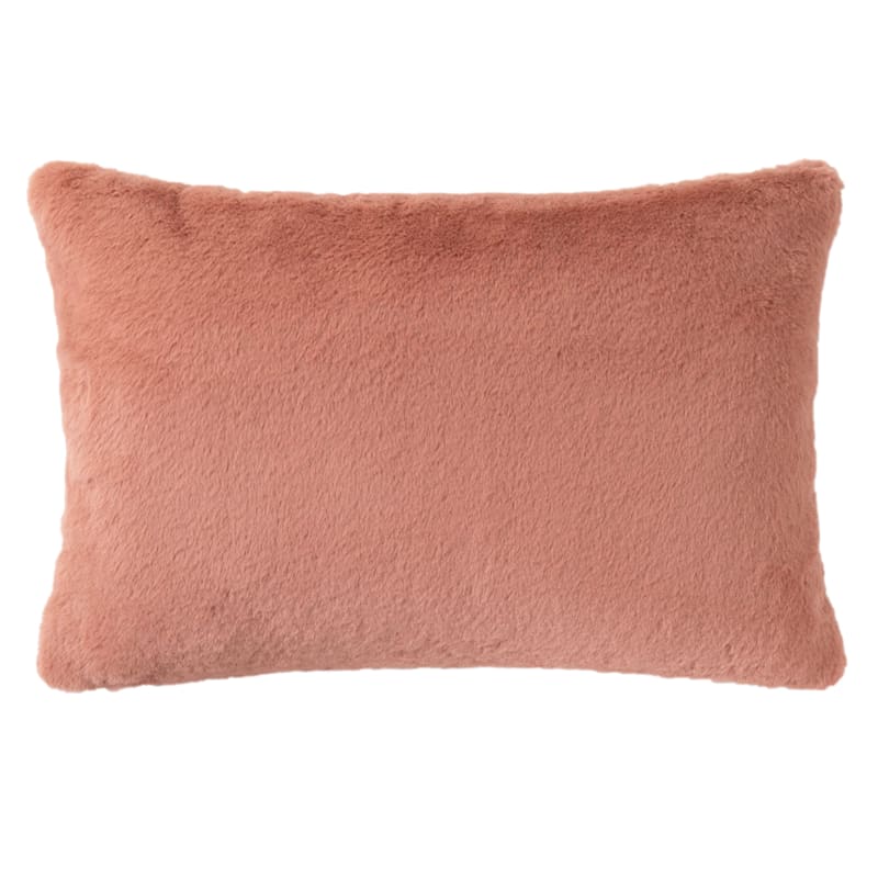 Bristol Blush Faux Fur Throw Pillow 14x20