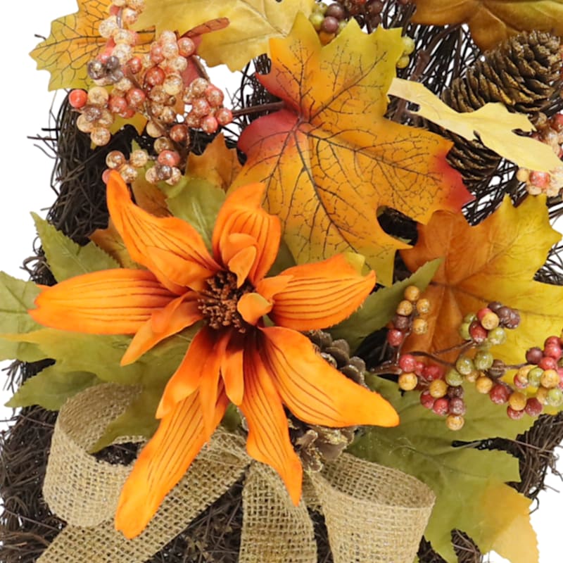 Berries Mixed Blooms Hanging Wall Basket 20in At Home