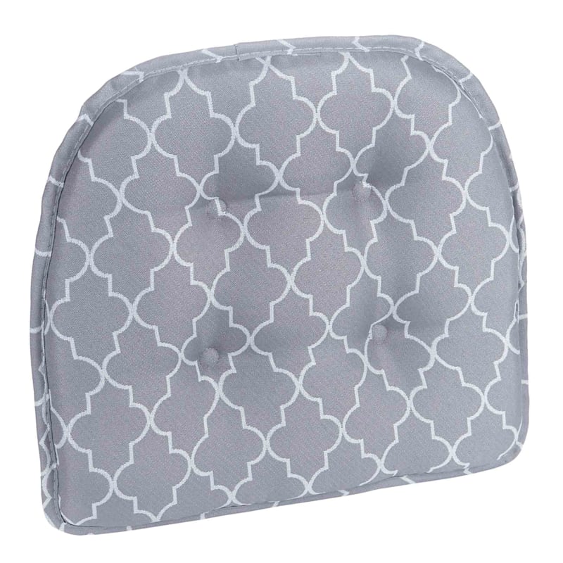Gray Trellis Gripper Dining Chair Cushion with Non Skid Material
