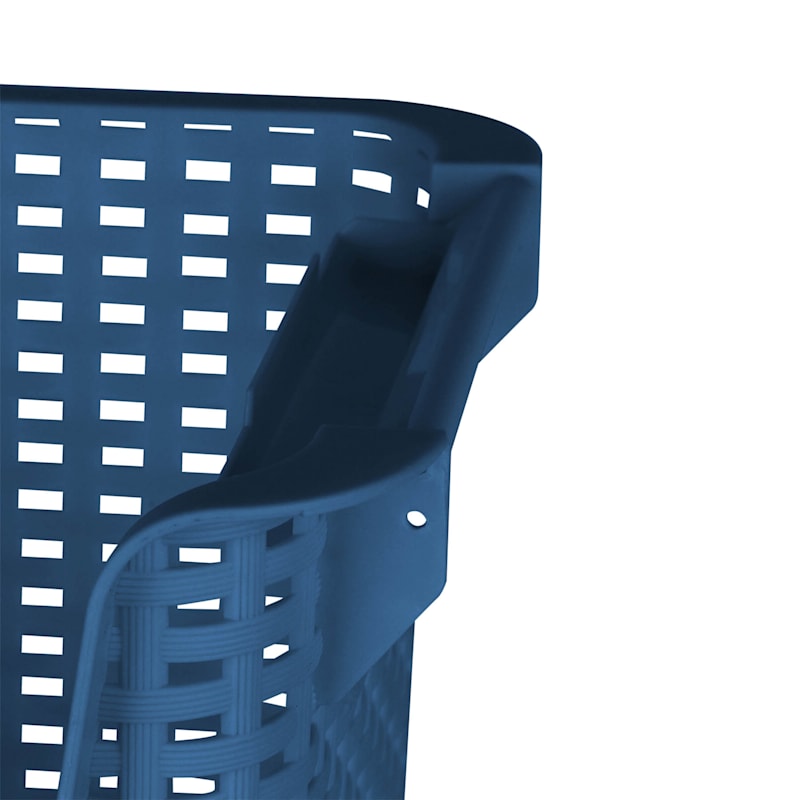 Crossover Weave Stackable Storage Basket, Navy Blue