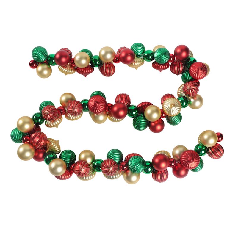 Red Green Gold Shatterproof Garland 72in Christmas Tree Decorations At Home