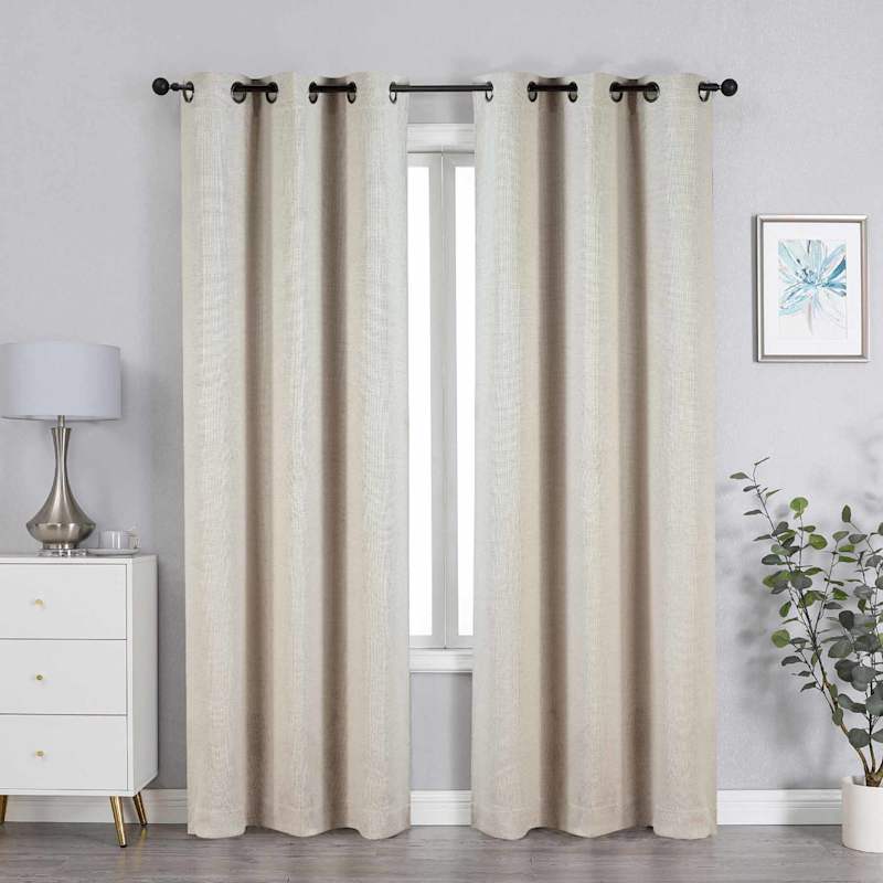 2024人気特価 Neutral Jacquard Textured Archer Light Grommet Filtering カーテン、ブラインド