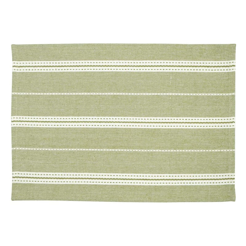 Set of 4 Green with Ivory Striped Placemats 13x19 Set of 4 Green with Ivory Striped Placemats 13x19
