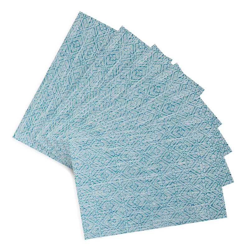 Set Of 6 13X18In Nala Woven Vinyl Yale Blue Placemat