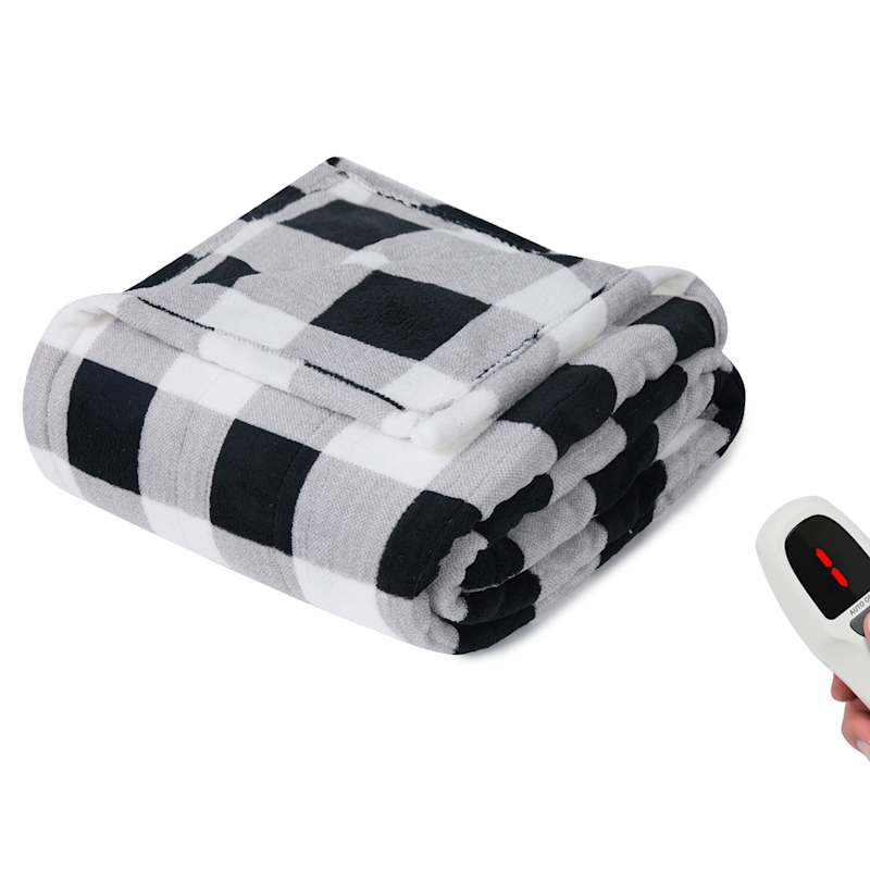 White Black Buffalo Check Plush Electric Throw Blanket 50x60 Christmas Indoor Decor At Home
