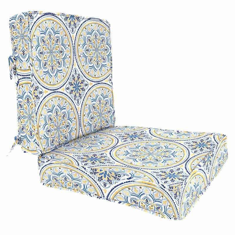 2-piece multicolor castille outdoor deep seat cushion set