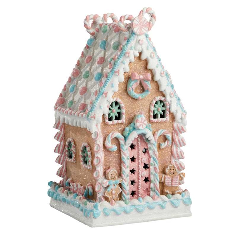 Pastel light fashion up 14.5” gingerbread house