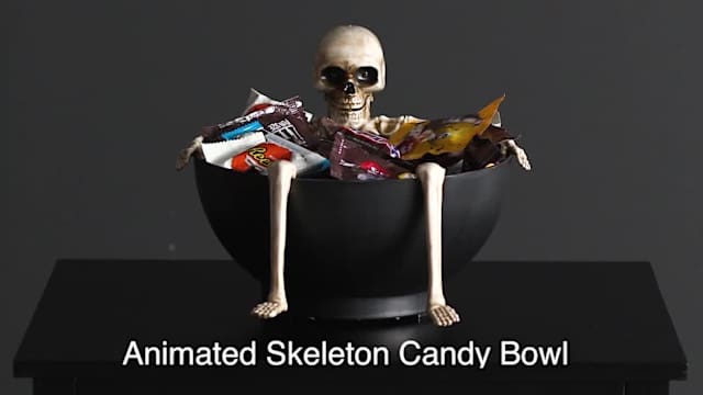 Video of Southern Gothic Animated Halloween Skeleton Candy Bowl'