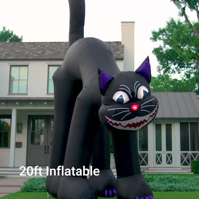 Video of 20ft Giant Head-Turning Cat Halloween Inflatable'
