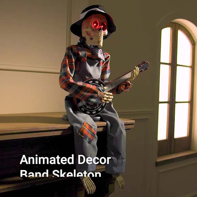 Video of Happy Haunting Animated Decor Band Skeleton with Banjo'