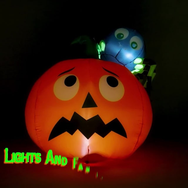 Video of Spooky Spider on Jack-o'-Lantern Halloween Inflatable, 4''